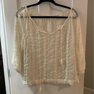 White sheer lace long sleeve top
